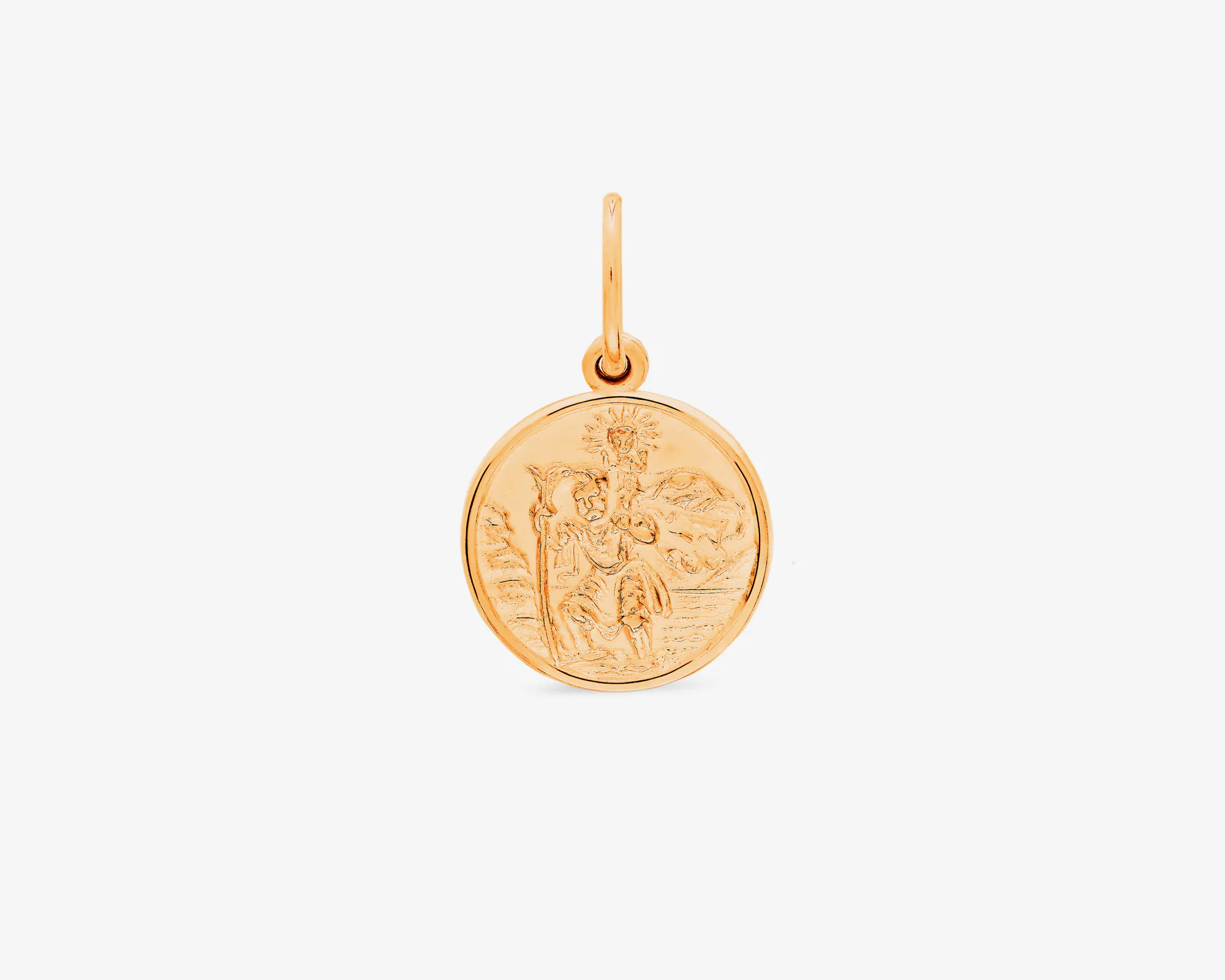 Carissima Gold Women's 9ct Yellow Gold Diamond Cut and Satin Round St  Christopher Pendant 7.9mm x 15.5mm on 9ct Yellow Gold Diamond Cut Curb  Chain Necklace - 0.4mm - Length 46cm/18' :